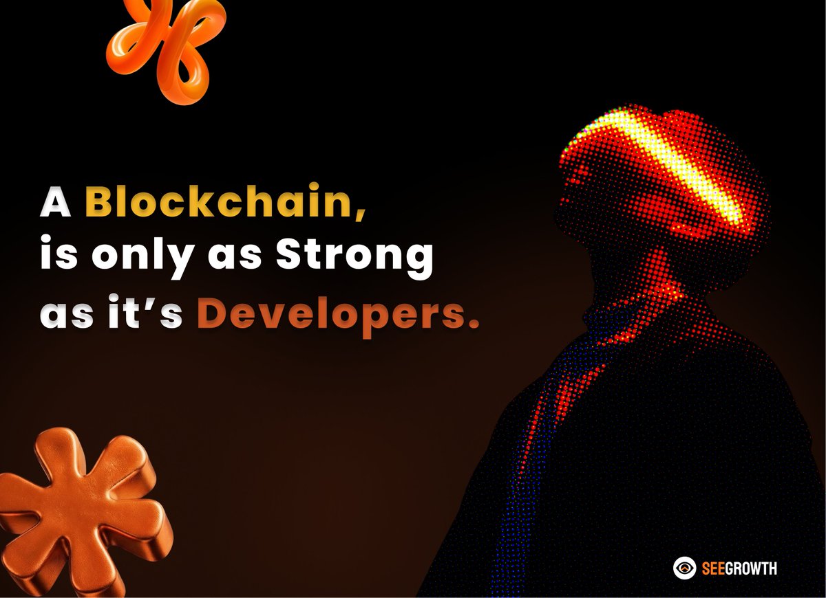 SeeGrowthOrg's tweet photo. A Blockchain Is Only as Strong as Its Developers.

Many Web3 projects focus heavily on users, liquidity, or transactions. But history shows that the ecosystems that last are the ones that attract builders.

Ethereum grew because developers kept creating new applications. Solana expanded because builders experimented with new products.

AI ecosystems today are advancing because developers are constantly pushing the boundaries of what's possible.

Technology creates the foundation.

Developers create the ecosystem.

The question for every Web3 and AI project is:

"How do we create an environment where developers want to build?"

Because in the long run, developers don't just use ecosystems.

They define them.