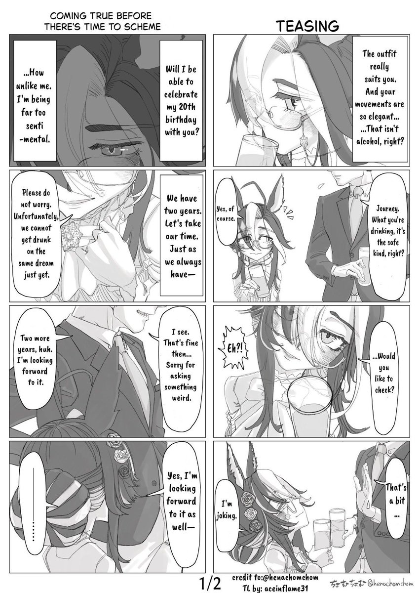 RyuGun317's tweet photo. English translation by me.
Please support the Artist. 

Art by: @/henachomchom 

#Umatranslations #Umamusume https://t.co/mlPVss60j8
