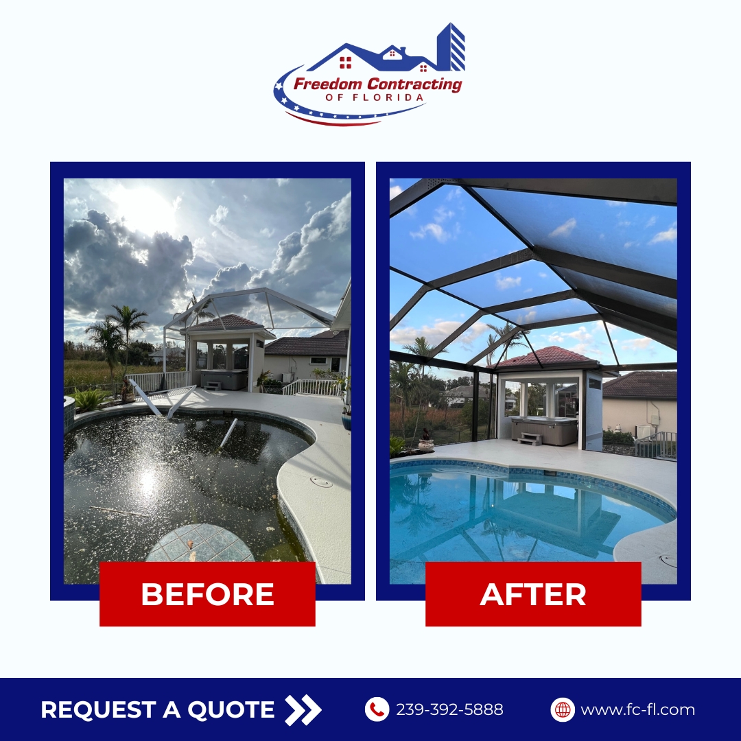 fcfloridausa's tweet photo. Call Freedom Contracting of Florida at 239 392 5888 or visit https://t.co/V6CabJ65xE to request a quote and start your own before and after story. https://t.co/S3kNdsuvZ3