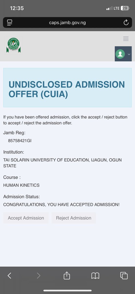 ayinde__ade's tweet photo. @jamb_hq  hey jamb I can’t print admission letter and it show admission not given yet after accepting this https://t.co/BnttvEyEEW