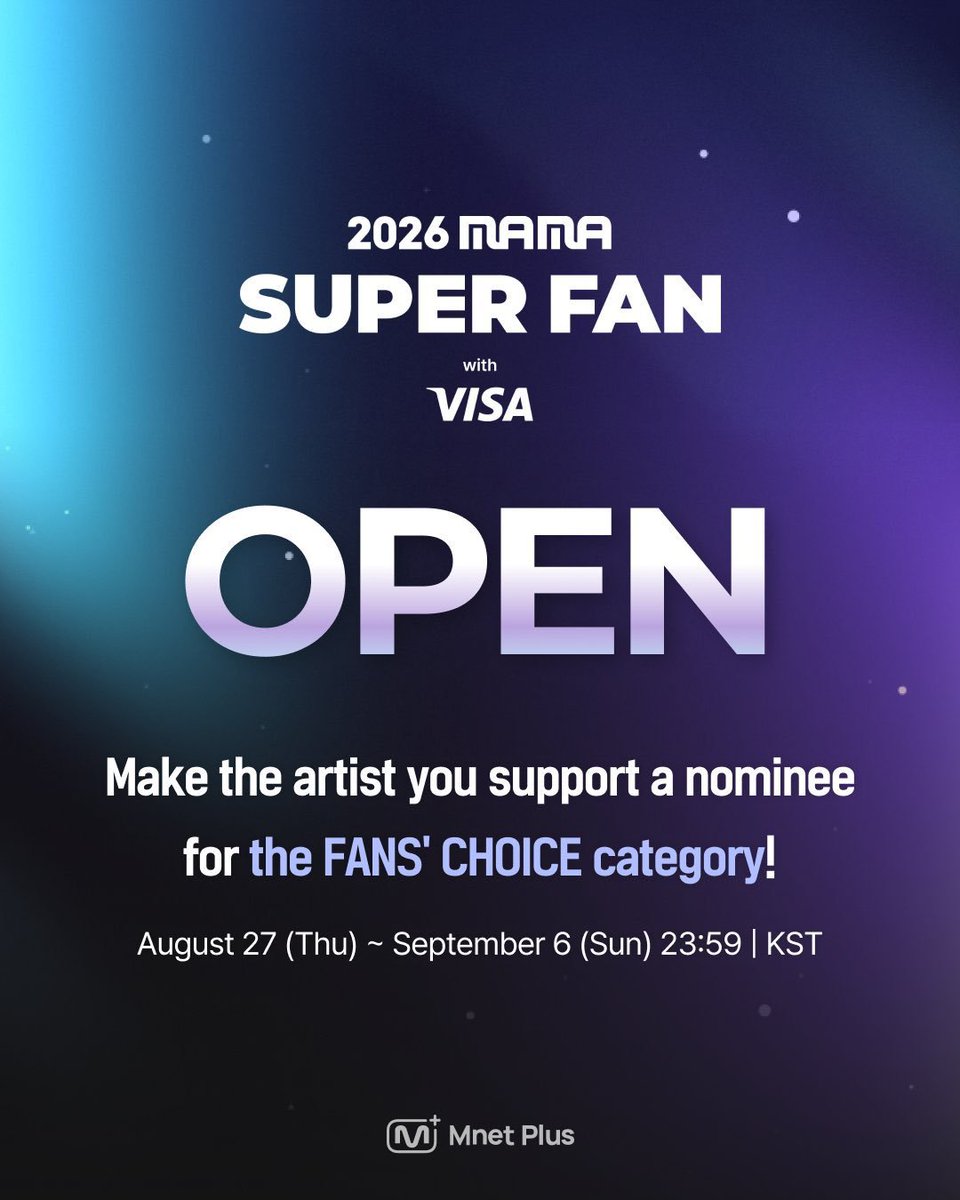 luv_hoonieee's tweet photo. Hello ENGENEs!

Please vote for #ENHYPEN to be selected as a nominee for the 2026 MAMA Awards FANS' CHOICE Category!

How to vote:
— Apply for MAMA SUPER FAN
— Select ENHYPEN (E)
— Write a message 
— Click Submit.

🗳️VOTE: https://t.co/69UMKWDBDW
🗓: August 27 ‐ September 6 https://t.co/Jqdu1v40Xp