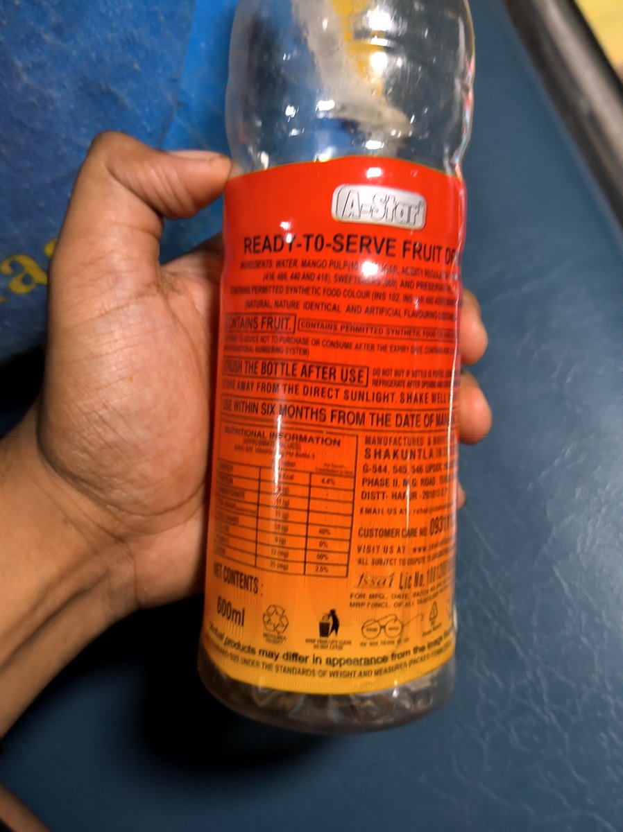 3381GamerboyDe's tweet photo. Unapproved &amp; fake mango drink brands are being sold inside Train No: 19338.  No official bill or ID card is provided by the vendor. My UTS 12AHEFY24A. Please take immediate action.  @RailwaySeva @IRCTCofficial @RailMinIndia https://t.co/n4lgWEmvOn