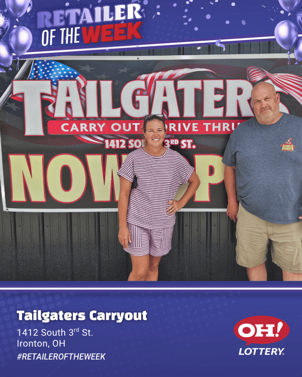 OHLottery's tweet photo. Tailgaters Carryout has been selling Lottery for three years and they are continuously growing. They have 50 over-the-counter scratch-off games and customers know the store will always be stocked.
#RetaileroftheWeek https://t.co/zSMfL2criF