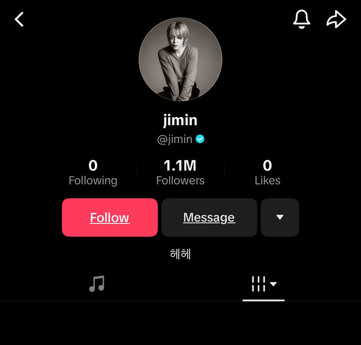 chartradar_'s tweet photo. Jimin’s TikTok account has been verified, and he has now surpassed 1.1 MILLION followers in under 7hours. https://t.co/ELSawhM7Mm
