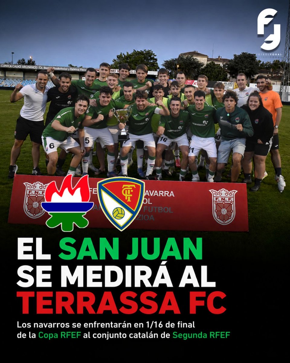 FutbolForal's tweet photo. 𝗘𝗟 𝗥𝗜𝗩𝗔𝗟 𝗗𝗘𝗟 𝗦𝗔𝗡 𝗝𝗨𝗔𝗡 🆚⚽️

Los de Foncillas recibirán al @TerrassaFC  de 𝗦𝗲𝗴𝘂𝗻𝗱𝗮 𝗥𝗙𝗘𝗙 en los 𝟭/𝟭𝟲 𝗱𝗲 𝗳𝗶𝗻𝗮𝗹 𝗱𝗲 𝗹𝗮 𝗖𝗢𝗣𝗔 𝗥𝗙𝗘𝗙 🏆

El encuentro se disputará el miércoles 9 de septiembre en las instalaciones de la @FutSJDonibane. https://t.co/o2GlZT9qFO