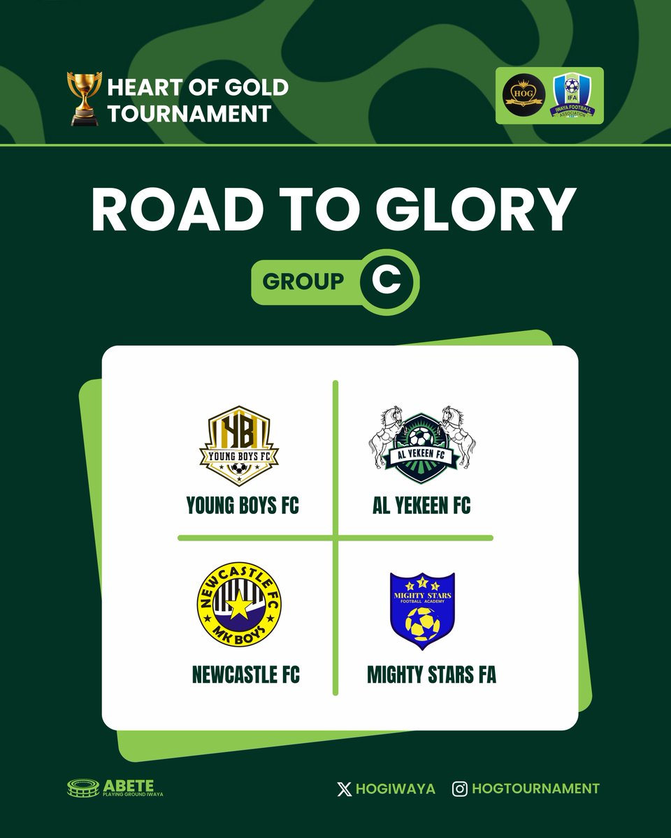HOGIwaya's tweet photo. 🎙️ GROUP C — THE DARK HORSE GROUP? 🏆🔥

Another group that could have plenty of twists and turns! 👀

Young Boys &amp; Al Yekeen are tournament Debutants while Newcastle FC &amp; Mighty Stars are the Experienced side.

Group C is one to watch. Expect surprises, expect battles 🔥 
#HOG https://t.co/72yISxOXI8