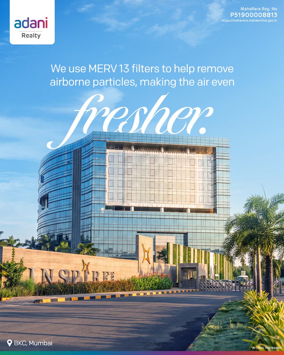 adanirealty's tweet photo. Even the air you breathe is designed with care.

MERV 13 filters help filter out fine airborne particles, helping create a cleaner, more comfortable indoor environment.

Because a better space is about more than what you see. It’s about what you breathe, too. https://t.co/TO4iuvlyyx