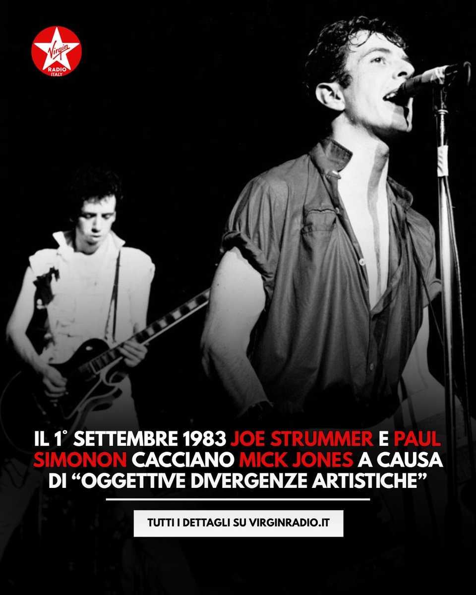 VirginRadioIT's tweet photo. 1° settembre 1983
Joe Strummer e Paul Simonon cacciano via Mick Jones dai @TheClash a causa di ‘oggettive’ divergenze artistiche 🔴 https://t.co/iwYGBWjRwV
"Non si presentava alle prove e quando lo faceva era peggio di Elizabeth Taylor".
#TheClash #JoeStrummer #MickJones https://t.co/roDkXAt46A