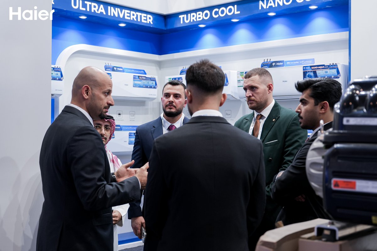 HaierWH1's tweet photo. The Big 5 Saudi 2026 — We’re here. 🇸🇦

Built for extreme climates. Powered by AI. Engineered for efficiency.

Discover Haier Air &amp; Water Solutions in Riyadh.

📍 Booth 4C141, Hall 4
📅 Aug 30 – Sep 2
#Haier #HaierHVAC #HaierAC #Big5Saudi https://t.co/ao4mmz3FCw
