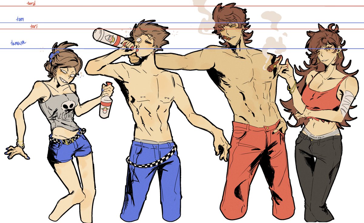 kamgasoup's tweet photo. if i put them all together, probably something like this~ their actual height difference is probably bigger tho, i just drew them around the same size https://t.co/dEr7paWibv