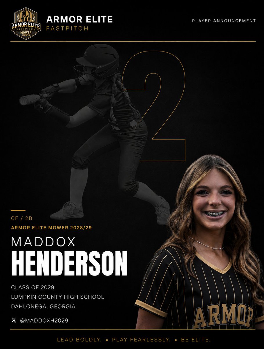 ArmorEliteMower's tweet photo. Speed changes everything. 🥎

Maddox Henderson joins Armor Elite Mower 2028/29 — a center fielder who turns routine grounders into panic and covers gap to gap.

#2 · CF/2B · Class of 2029
Lumpkin County | Dahlonega, GA

@maddoxh2029 https://t.co/2bJWlJIYcI