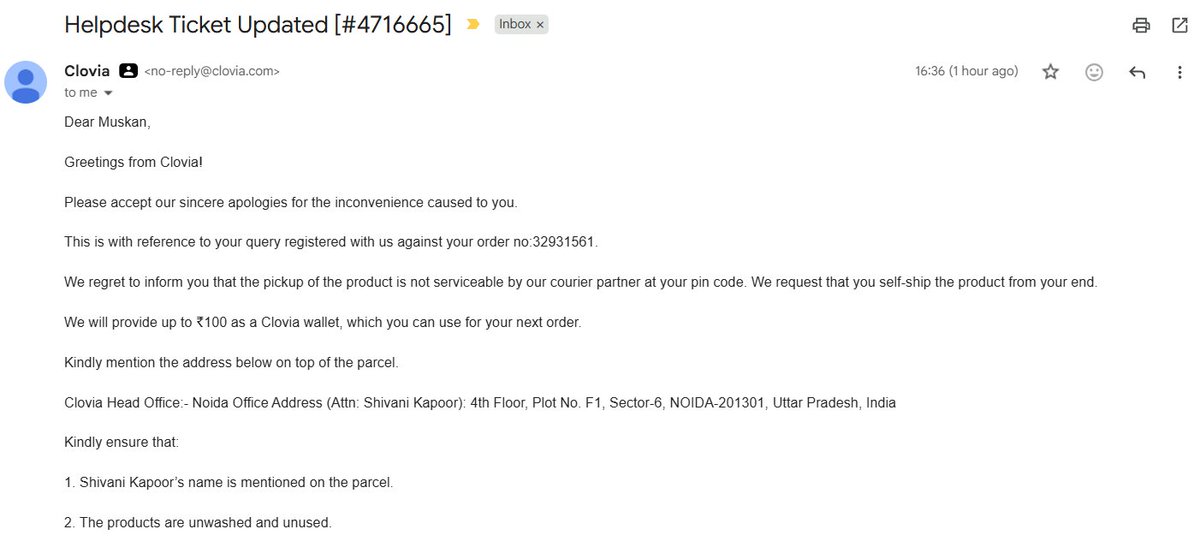 DeveloperSmj's tweet photo. 🚨 @Cloviafashions — Is this how you treat customers?

I received the wrong product in my order #32931561. What should have been a simple return has turned into a nightmare.

Despite contacting your support 15–20 times, I still haven't received a proper resolution. https://t.co/Lt0xdDKeIq