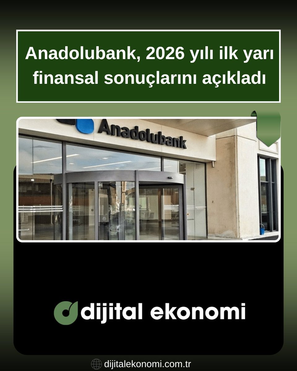 Dkonomicom's tweet photo. Haziran 2026 tarihi itibarıyla Anadolubank’ın toplam mevduat hacmi yüzde 42 artışla 210 milyar TL seviyesine ulaşırken, net dönem kârı 5,945 milyon TL…

Haberin devamı için👇
https://t.co/covdgUFkJo
.
.
#DijitalEkonomi  #ekonomi #Anadolubank #sondakika https://t.co/09Z440KGGi