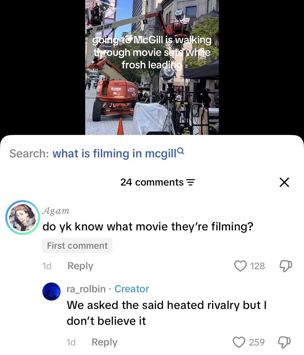 shanessnoopy's tweet photo. i keep on seeing ppl saying they’re filming hr at mcgill rn and i thought it was people just making it up for fun but it’s making me laugh that people on these sets might just be lying lol https://t.co/RJw57Ac90I