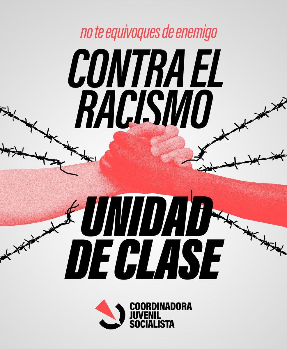 CJSocialista's tweet photo. 𝑬𝒍 𝒆𝒏𝒆𝒎𝒊𝒈𝒐 𝒏𝒐 𝒆𝒔 𝒒𝒖𝒊𝒆𝒏 𝒉𝒖𝒚𝒆 𝒅𝒆 𝒍𝒂 𝒎𝒊𝒔𝒆𝒓𝒊𝒂, 𝒔𝒊𝒏𝒐 𝒒𝒖𝒊𝒆𝒏 𝒍𝒂 𝒑𝒓𝒐𝒗𝒐𝒄𝒂

Participaremos en concentraciones de solidaridad en todo el Estado frente a la violencia racista que se está viviendo en Ceuta.

CONTRA EL RACISMO, UNIDAD DE CLASE https://t.co/NdcQRHrVMP