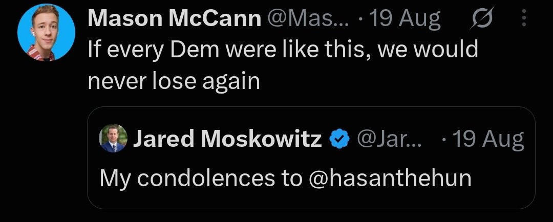 TyraWind's tweet photo. @Mason__McCann You support a guy who is openly pro Trump policies, openly supported Ron Desantis and claimed he is to the right of JD Vance. 

You have no morals, you're just a grifting zionist mouth piece. https://t.co/16zZoUd0R6