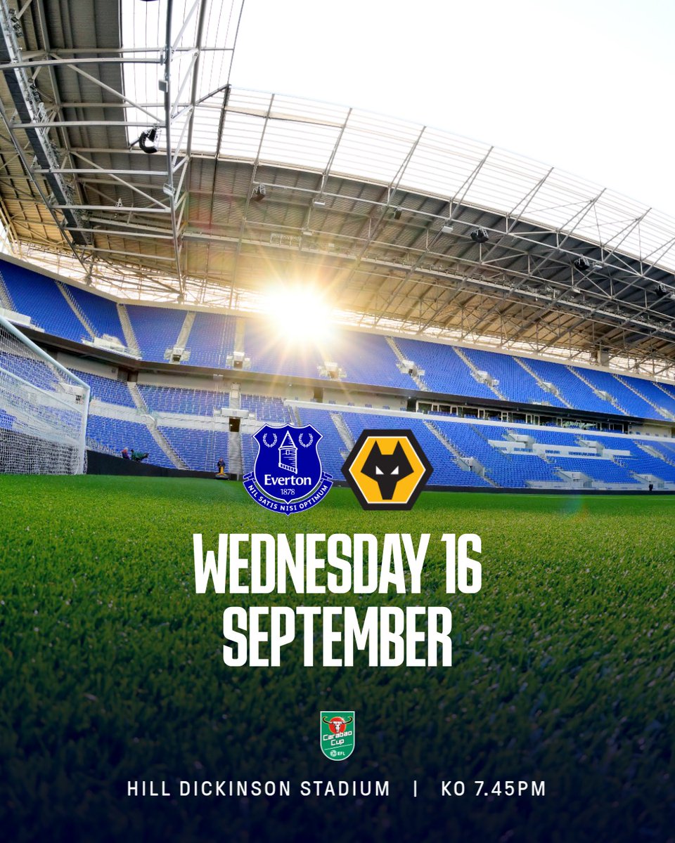 Everton's tweet photo. A new date for our Carabao Cup clash against Wolves. 🗓️
