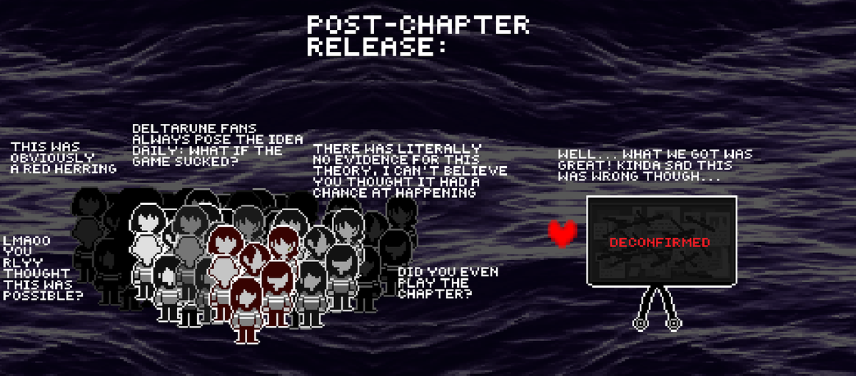 TemmieOrSmth99's tweet photo. And now for a shitty meme about the average deltarune fandom experience https://t.co/bNBd4a5Ia3