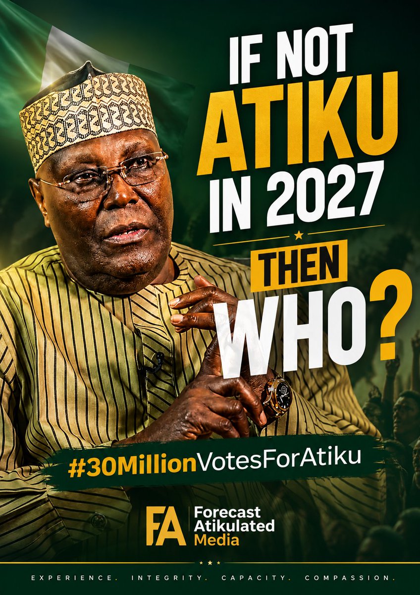 AtikulatedMedia's tweet photo. Forecast Atikulated Media
#JoinADCNow
#30MillionVotesForAtiku
#AsOneWeCanGetItDone
#ForecastAtikulatedMedia
#RevolutionalCraft2027 https://t.co/eb70A2yyax