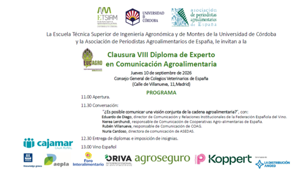 ASEDAS_ORG's tweet photo. 📅 El 10 de septiembre se celebra la clausura del VIII Diploma de Experto en Comunicación Agroalimentaria de @APAE_informa.

Además, debatiremos sobre : "¿Es posible comunicar una visión conjunta de la cadena?". 

Un placer inaugurar con vosotros el cuatrimestre!! https://t.co/RYv93E4vgO