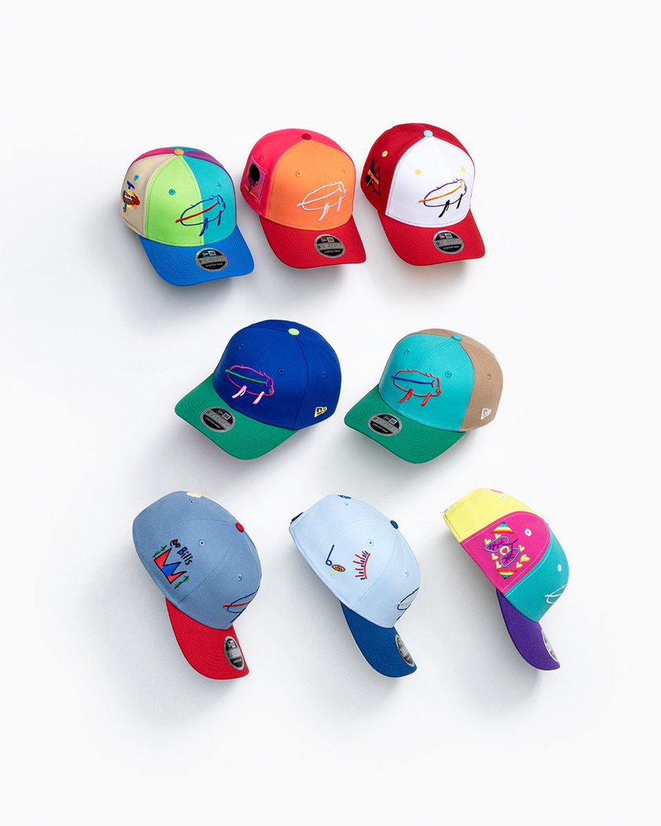 AdamSchefter's tweet photo. For the second straight season, Josh Allen will wear caps designed by children receiving care at Golisano Children’s Hospital of Buffalo for all Bills home games. This season, fans can purchase the cap designs via https://t.co/DszyLlfEQX, with proceeds benefiting the Patricia Allen Fund as part of the partnership between Josh Allen, New Era Cap and GCH Buffalo.