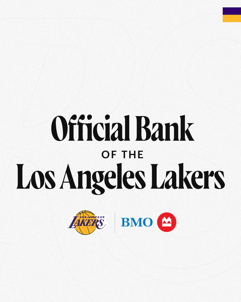 Lakers's tweet photo. Welcome to the Purple &amp; Gold, @BMO_US 💜💛 
 
Making it official, right down to the practice jersey. https://t.co/DQQmDqWo5b