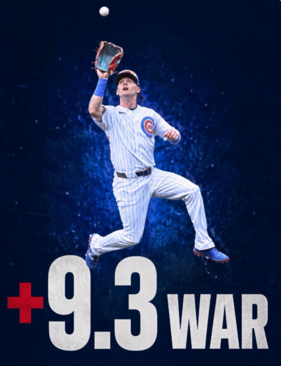DanClarkSports's tweet photo. Let's talk about Pete Crow-Armstrong...

• his WAR is now up to 9.3
• that's 37% better than anyone else
• current WAR pace is 11.0
• would be the best since Bonds in '02 https://t.co/LAfuFTu7t2
