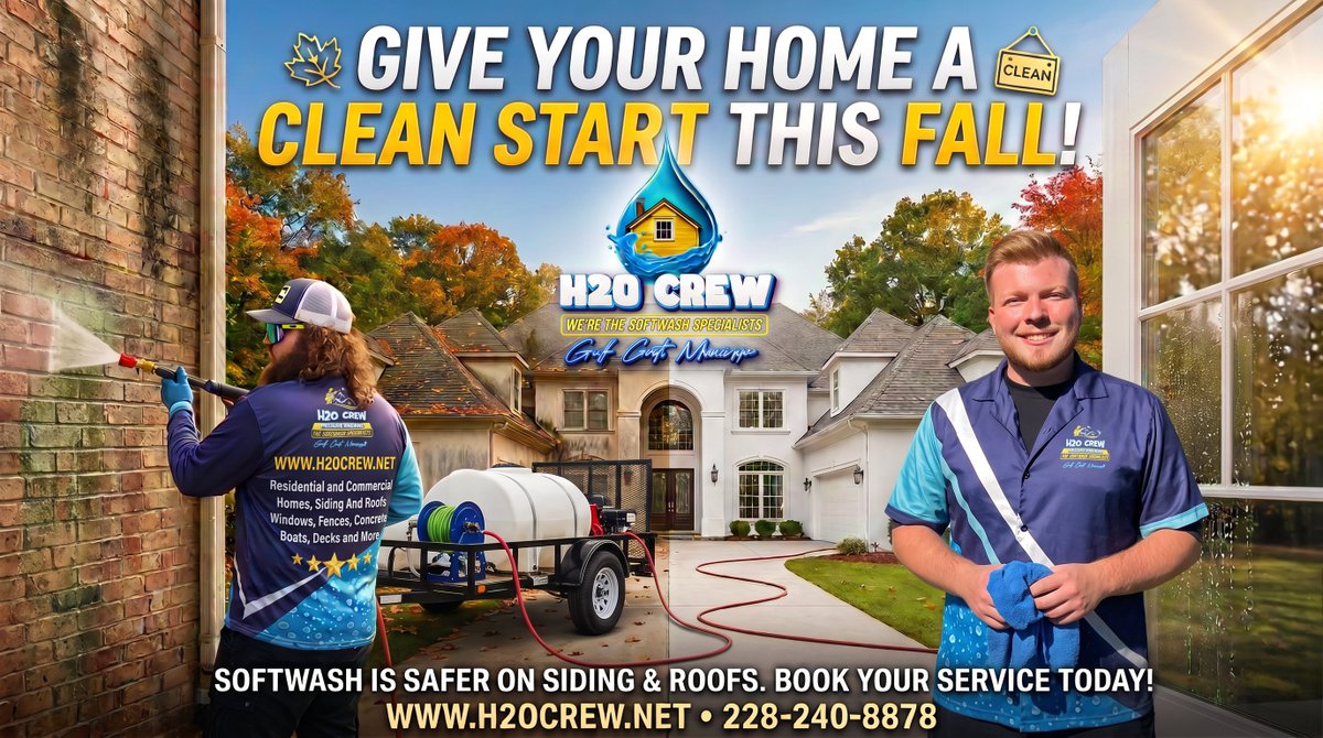 theh2ocrew's tweet photo. Fall is here! Give us a call to clean your home, windows, roof or driveway this month.

Or visit our page at: https://t.co/P4RTzmcQCR. https://t.co/wWmxaftzNv