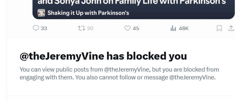 treweeseanne's tweet photo. @PopOffShow @JeremyVineOn5 He really is blocking us even though we were just talking about our fears over the shows rhetoric and how it could be fairer. https://t.co/NCa1hyMgFy