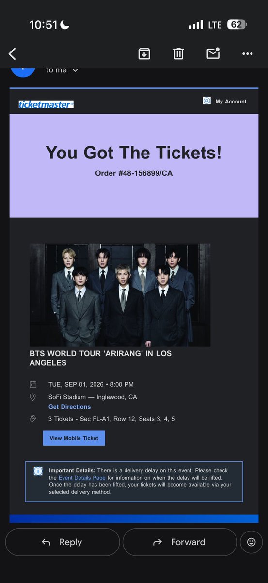 Lilith1087's tweet photo. HI ARMY💜 WTS WTB BTS FLOOR SOUNDCHECK VIP tickets to ARIRANG WORLD TOUR FOR LA. $350 each
they’re for sept 1st

they’re all soundcheck tickets &amp; selling below fv

Lmk if needed
wtt wtb iso SoFi Stadium Inglewood Army ticket iso ga fv tour comeback Los Angeles concert jungkook _] https://t.co/eZoBHvkbRz