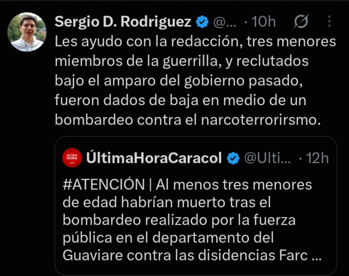 juanialferez's tweet photo. Se estaban demorando en decir que los niños muertos en los bombardeos que ha ordenado Abelardo, Merecían morir. https://t.co/QF6rbANhTY