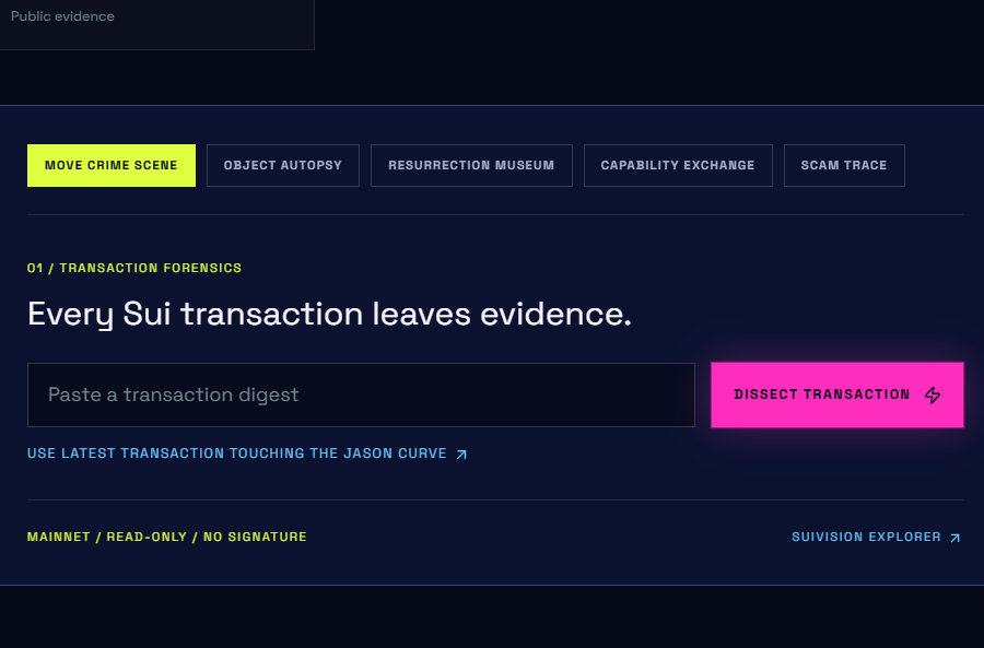 jason_sui__'s tweet photo. $JASON is building a different kind of Sui experience:

Move Crime Scene
Object Autopsy
Resurrection Museum
Object-Capability Marketplace

A visual layer for understanding what actually happens inside Sui transactions. https://t.co/V1FUDwgL9D