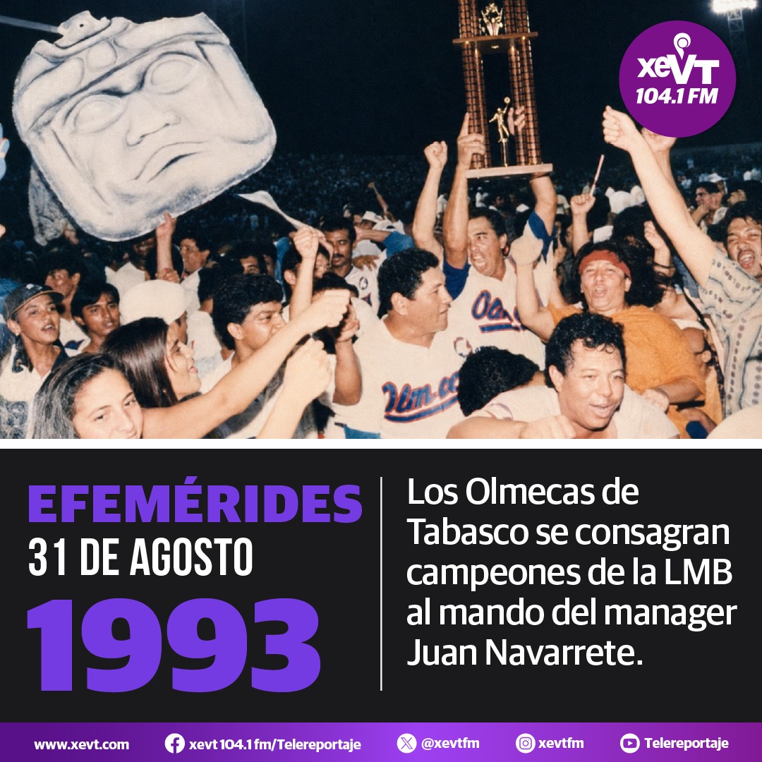 xevtfm's tweet photo. ⚾🏆 #UnDíaComoHoy | El 31 de agosto de 1993, los Olmecas de Tabasco hicieron historia al consagrarse campeones de la Liga Mexicana de Beisbol, bajo el mando del mánager Juan Navarrete.

Una hazaña inolvidable que permanece en la memoria de la afición tabasqueña. ¡Orgullo choco! 💚🔥