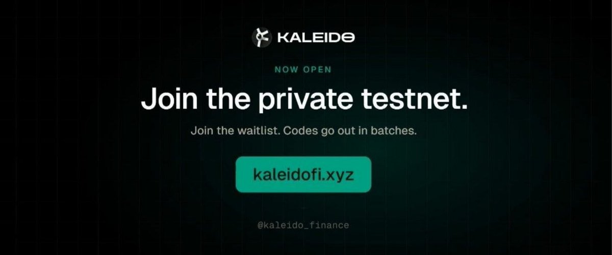 Yamaorisar's tweet photo. Kaleido is opening a brief Private Testnet ahead of its upcoming mainnet launch.

➡️ Private Testnet WL (Reward Confirmed) https://t.co/GQeYaZl8xM