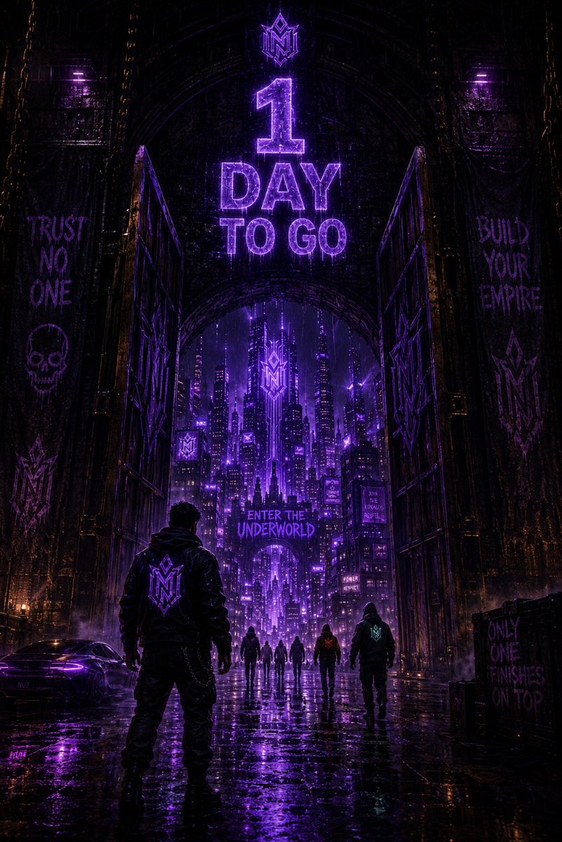 NeonUnderworld's tweet photo. 𝟏 𝐃𝐀𝐘 𝐓𝐎 𝐆𝐎.

Tomorrow, the Underworld opens.

Build your empire.
Form alliances.
Take on rivals.
Climb the ranks.
Come alone. Bring your crew. Anyone can play.

Want in for the 7-day test?
Reply “𝐈’𝐌 𝐈𝐍” 👇

Tomorrow it begins. 🟣 https://t.co/TFZwvNr1IV