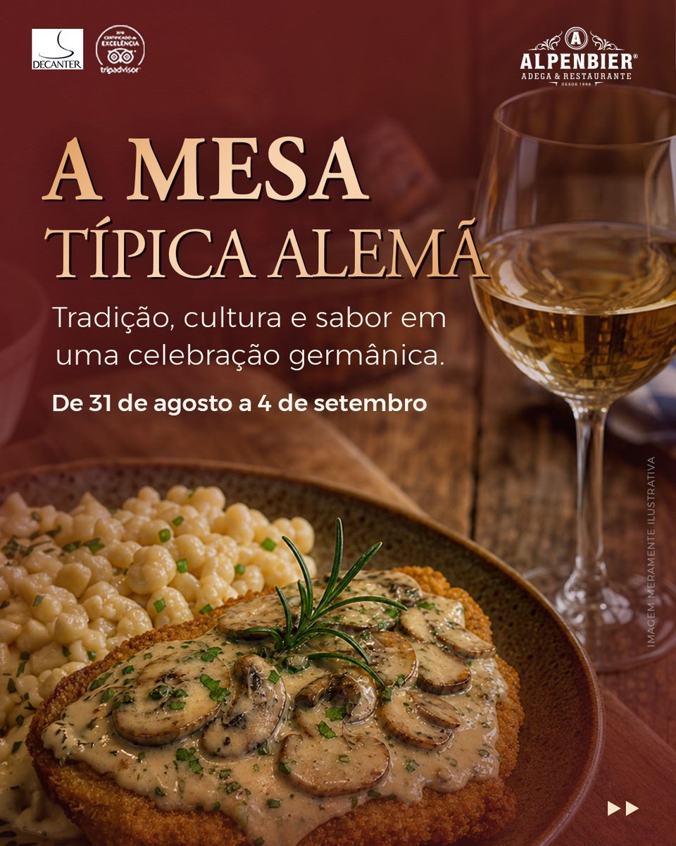 AlpenbierSBS's tweet photo. Nesta semana, preparamos um Menu Especial Típico Alemão. Destaque para o clássico Jägerschnitzel com Spätzle cremoso e sobremesa exclusiva com sorvete de queijo.😋🍻
#altagastronomia #vinhos #sãobentodosul #turismoemsaobentodosul #SaborAlpenbier #AdegaAlpenbier https://t.co/hB1a6jC3O4