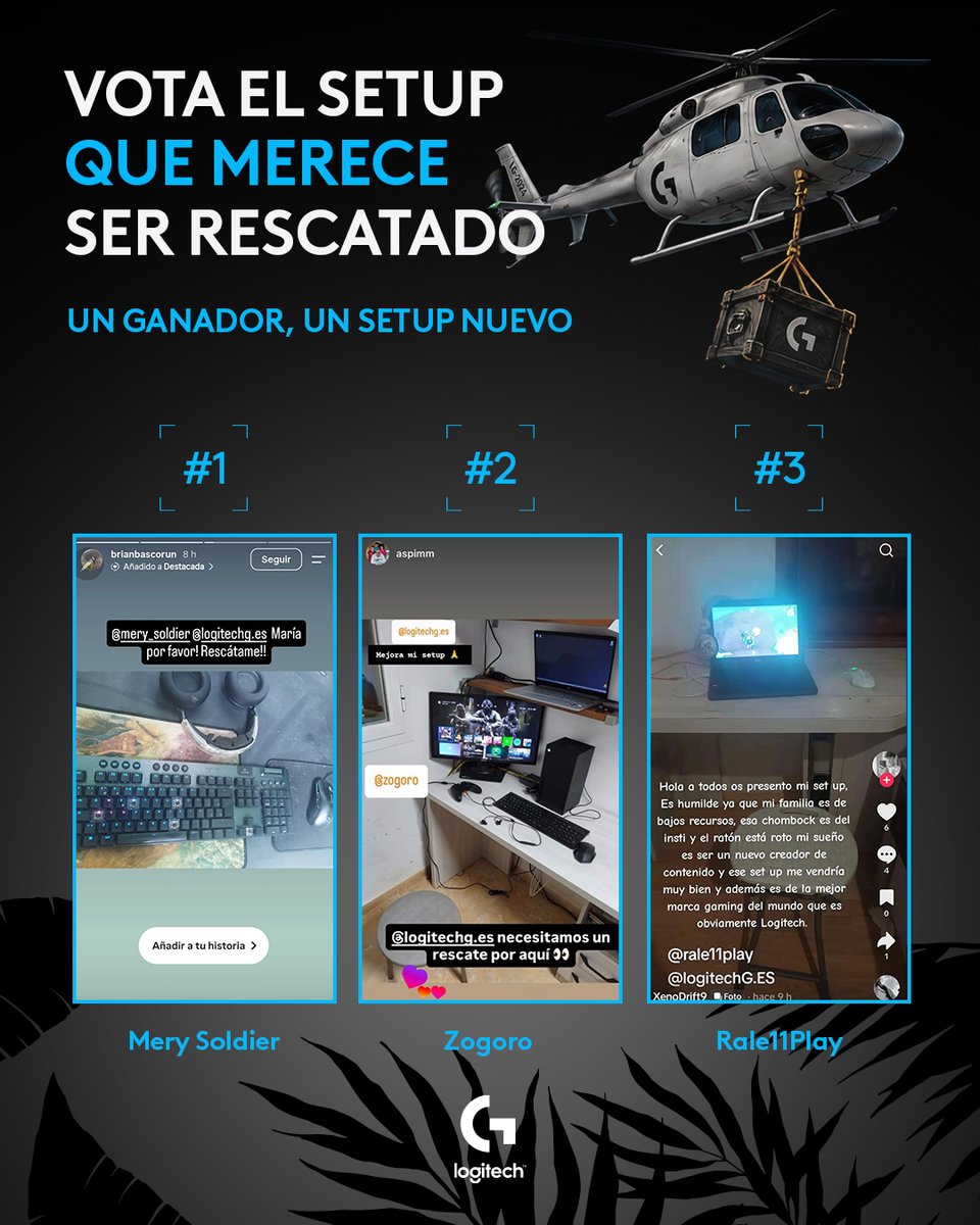 LogitechG_ES's tweet photo. ¡Llegamos a la final de Setup Rescue!

Vota cuál de los 3 setups finalistas es el que más merece una renovación completa, en nuestro instagram:  https://t.co/NWsNyPDk3E https://t.co/m7zBZEjj26