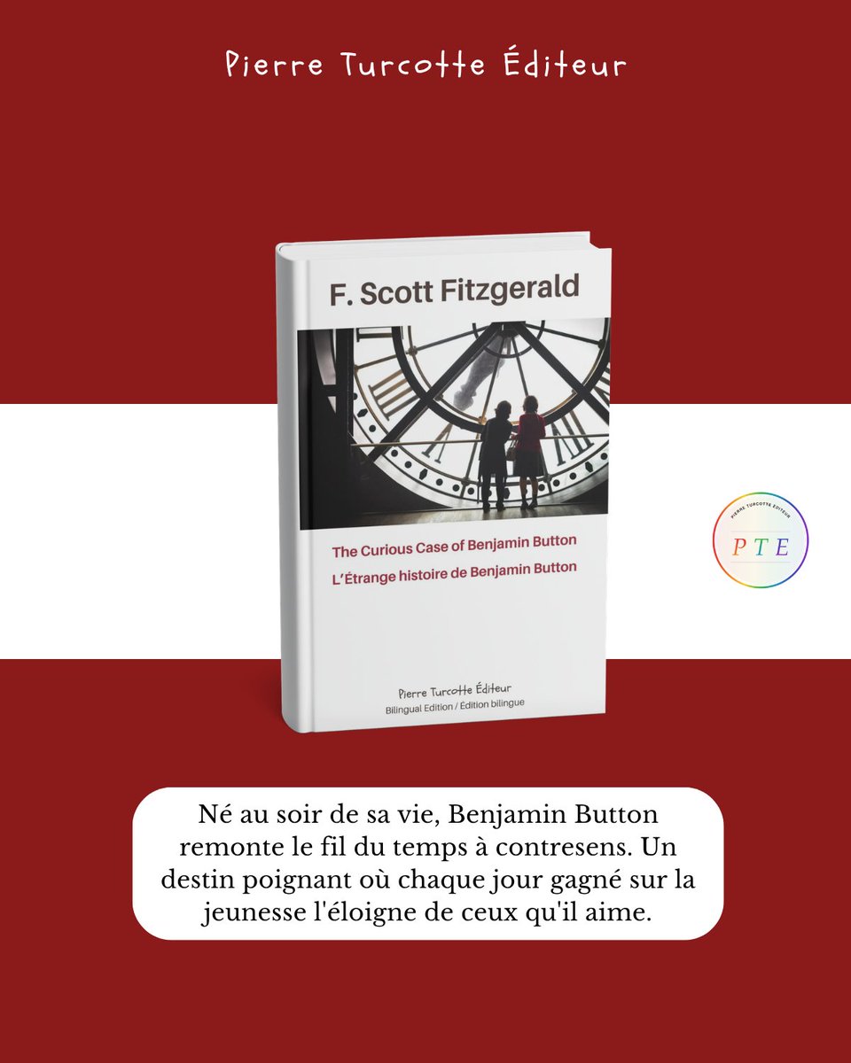 PTEditeur's tweet photo. 📚Nouvelle publication📚

Découvrez « L’Étrange histoire de Benjamin Button » de F. Scott Fitzgerald en édition bilingue✨

Ebook👉 https://t.co/9LJ2GmGk3t
Papier👉 https://t.co/4TncNRqig6

#nouveautés #PierreTurcotteÉditeur #Fitzgerald #nouvelle #letrangehistoiredebenjaminbutton https://t.co/G0JcKnZu3F