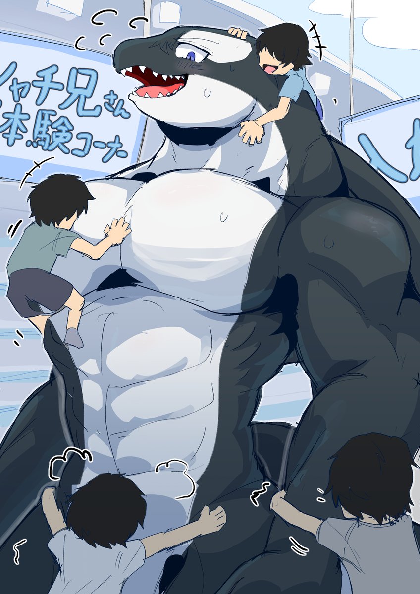 yakumomidori1's tweet photo. #今月描いた絵を晒そうㅤ 
夏らしくシャチお兄さんでした

※ただしシャチお兄さんは元人間であるとする https://t.co/JhT5686AmQ