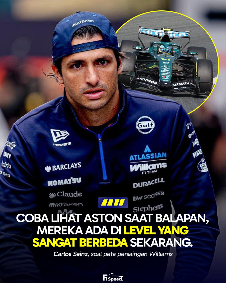 f1speed_indo's tweet photo. 🚨 Carlos Sainz ungkapkan bahwa level Williams saat ini lebih buruk dari yang mereka prediksikan.

Williams sekarang hanya mampu bersaing di barisan belakang dan cuma lebih baik dari Cadillac. Dari 12 balapan musim ini, sembilan di antaranya selalu ada pembalap Williams yang gugur di sesi Q1.

Mereka saat ini cuma bisa duduk di posisi sembilan klasemen konstruktor dengan koleksi 11 poin saja, dengan perolehan poin terakhir didapat pada GP Monako.

Melihat progress Aston Martin yang pesat dalam dua balapan terakhir, Sainz akui bahwa tim rivalnya itu sekarang berada di level yang sangat berbeda dan tidak akan kaget apabila bisa melompati Williams di klasemen dengan cepat.

Sainz juga tidak menampik bahwa kondisi Williams memang sangat tidak ideal dengan masalah yang mereka hadapi sejak awal musim dan sampai sekarang belum ada solusi pasti.

Rencananya tim akan keluarkan upgrade besar di GP Azerbaijan yang diklaim akan mengubah keseluruhan tampilan FW48.

Namun baik Sainz ataupun Albon, keduanya tidak ingin beri ekspektasi soal prospek upgrade tersebut yang mereka nilai bakal sulit untuk mengejar perkembangan Aston Martin yang sangat pesat.