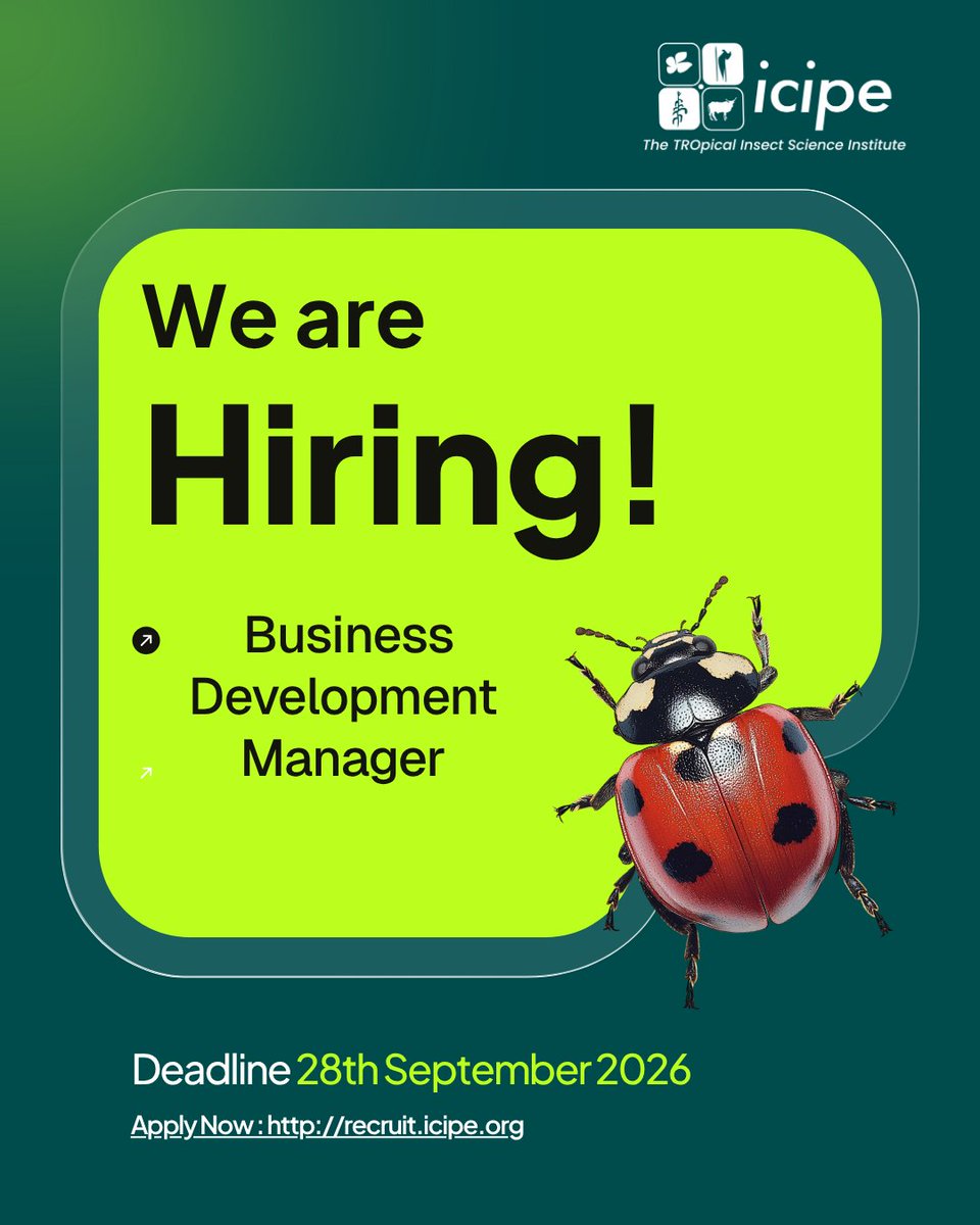icipe's tweet photo. @icipe is seeking an experienced Business Development Manager to join the Director General’s Office in Nairobi.

📅 Deadline: 28 September 2026

https://t.co/0EHD2Ew3Pi

👉 Apply today and share this opportunity widely within your networks

@FlexiPersonnel  @SummitRecruitke @jobvacancykenya @staffritehr  @GAPRecruitment  @MyJobMag   @hr_stellar  @KenyaRecruiters  @BrighterMonKE  @MyjobmagKenya