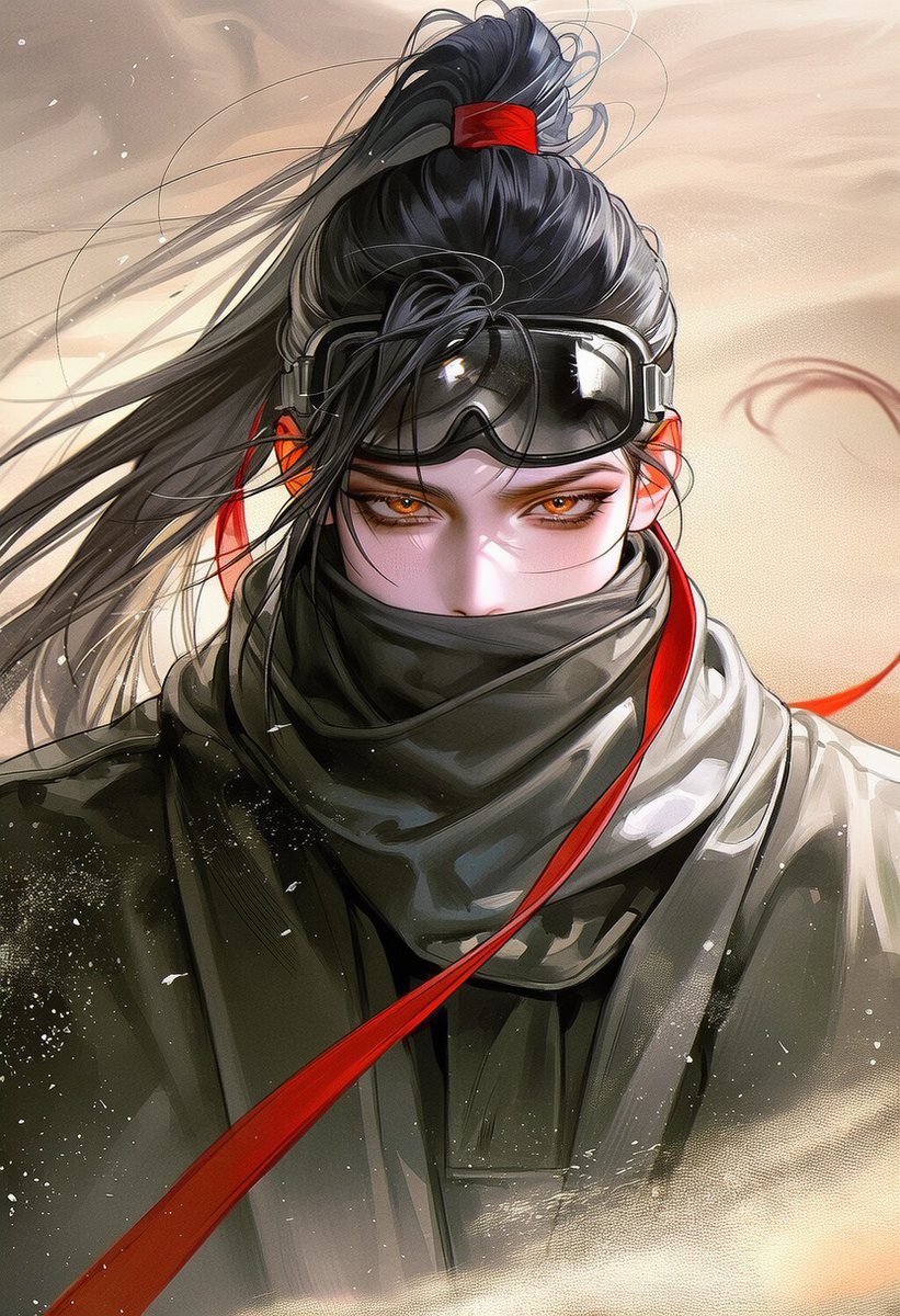 vast_bada's tweet photo. 프롬공유, 黃沙萬里(황사만리)

bust shot, front view, looking at viewer, 2::sandstorm::, 2::strong wind::, sand particles, hair blowing, cloak fluttering, 2::squinting::, furrowed brows, narrow eyes, cold expression, hooded cloak, 3::scarf covering mouth, black goggles on forehead::, desert, sand dunes, harsh sunlight, cinematic lighting, rim lighting, high contrast, dust cloud, particles