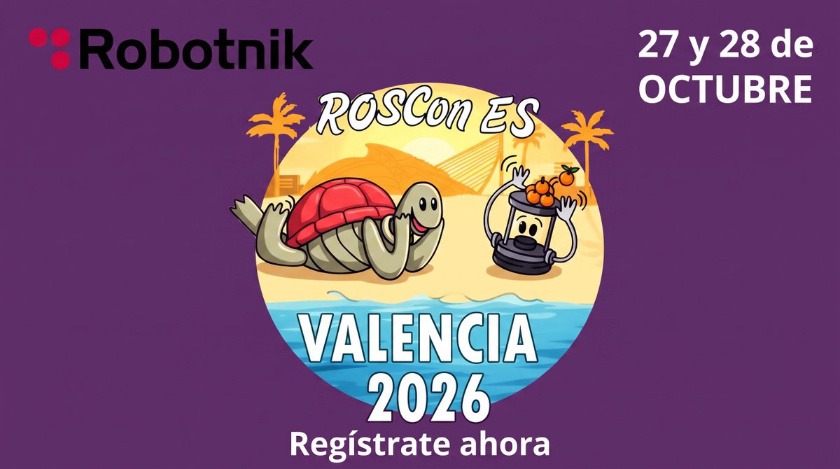 RobotnikRobots's tweet photo. ¡ROSCon España es en Valencia!
Consulta si todavía sigue activo el early bird y aprovecha para registrate https://t.co/2uDQw3xyNW
No te pierdas las charlas, workshops y mucha #robótica en directo. 
@OpenRoboticsOrg  @rosconspain #software #developers https://t.co/6wK7BXSxHp