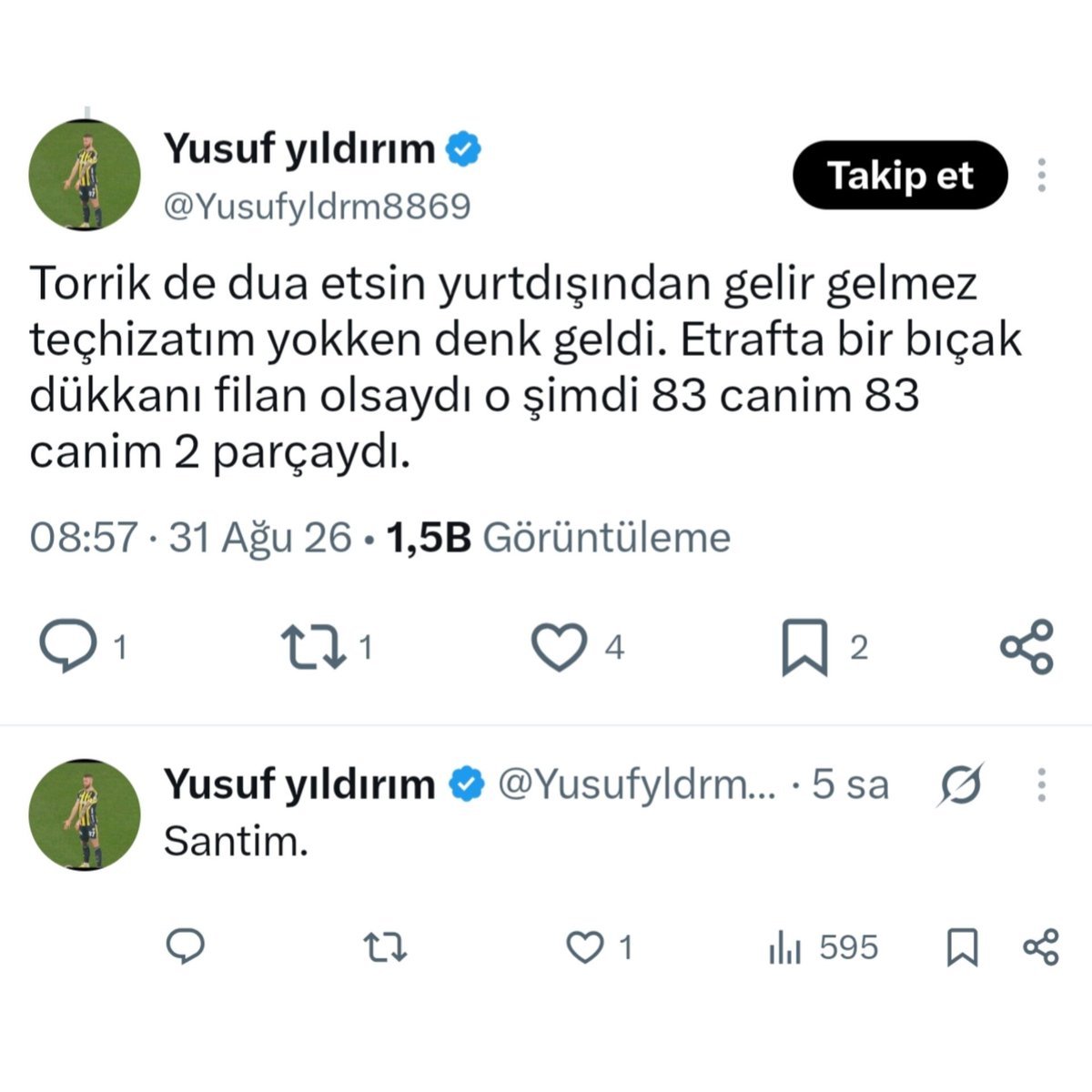 tribunGS's tweet photo. Torreira'ya saldıran ve 'teçhizatım yoktu, bıçak olsa 83 cm iki parçaydı' diye canilik kusan bu şahıs dışarıda nasıl gezebiliyor! @adalet_bakanlik, bir insanın canına kastetmek için başına mutlaka kötü bir şey mi gelmesi gerekiyor? Bu tehditlere ne zaman dur diyeceksiniz? https://t.co/mtgcHIoLrO
