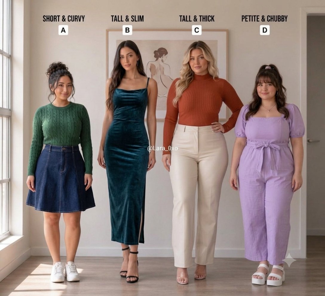 the_racer09's tweet photo. What's your style? A, B, C, or D? 🤔
Every body type has its own style ✨ https://t.co/hWl9BJYWTq
