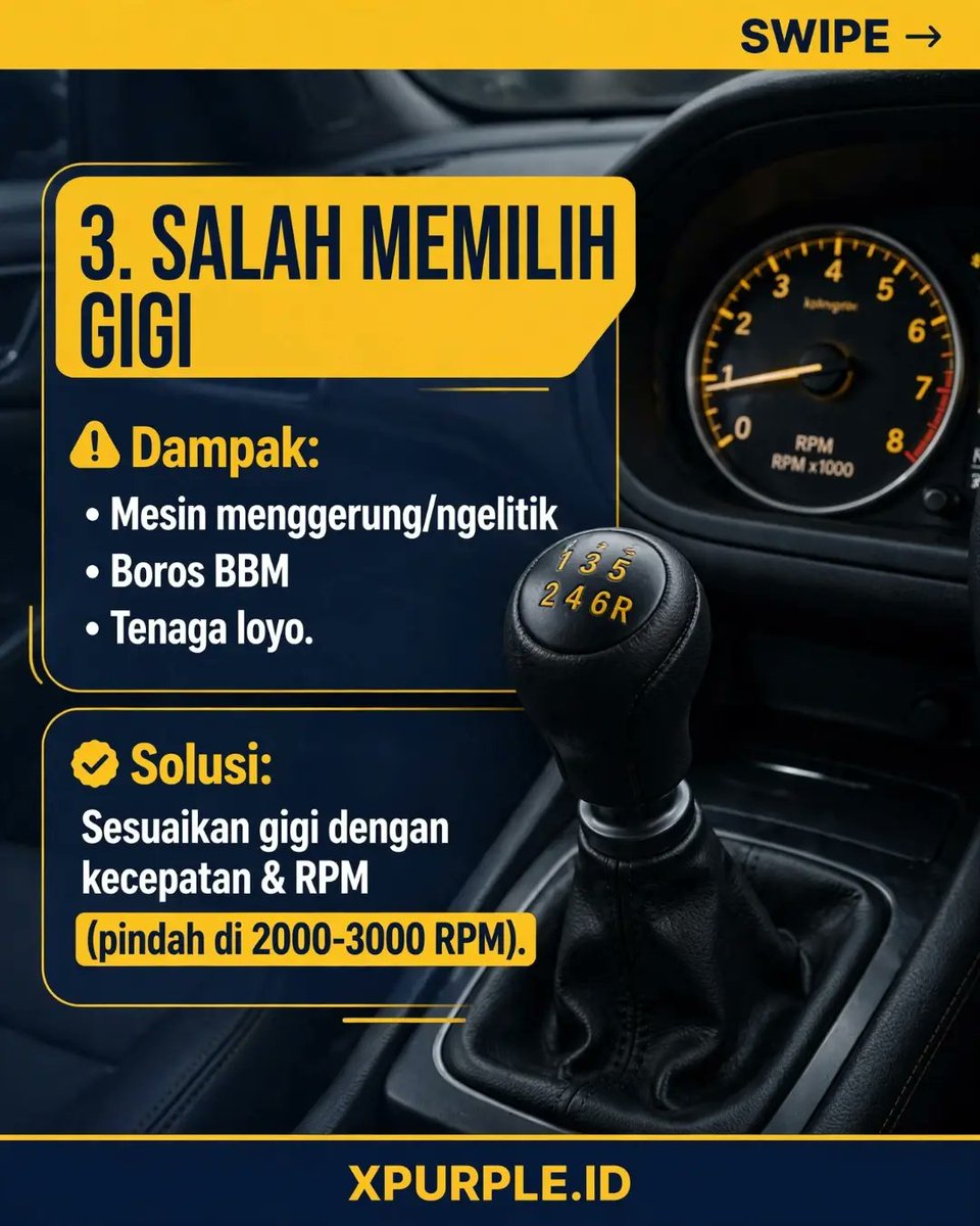 JolinePeedms's tweet photo. 4 Kesalahan Mengemudi Manual yang Wajib Dihindari Pemula

Hindari melepas kopling terlalu cepat, menggantung kopling, salah memilih gigi, dan gagal start di tanjakan. Kuasai teknik kopling, rem tangan, serta perpindahan gigi agar berkendara lebih https://t.co/vQEYnrI4V1