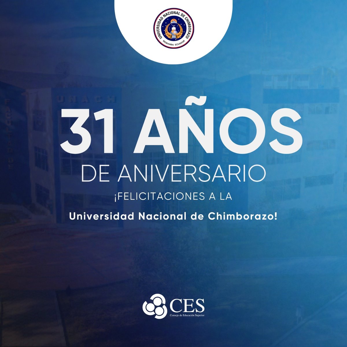 ces_ec's tweet photo. 👏 | El Consejo de Educación Superior felicita a la Universidad Nacional de Chimborazo por su aniversario y reconoce su aporte en beneficio de la educación superior del país.

¡Felicitaciones @Unach_ec! https://t.co/sEiVM9CvmC