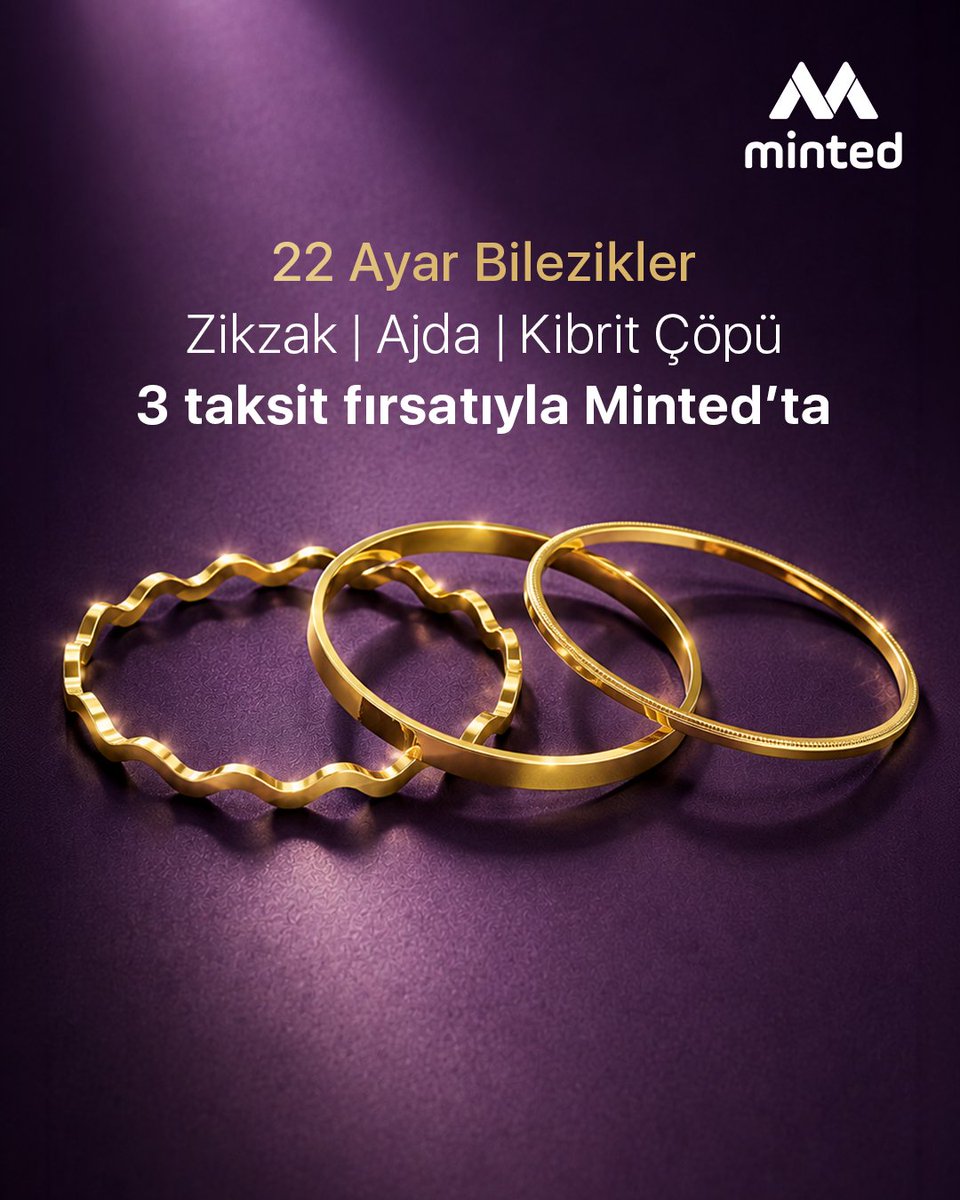 MintedTurkiye's tweet photo. Bugünün fiyatıyla yarınına değer kat. Türkiye'nin her yerine sigortalı gönderim güvencesiyle. Minted 22 ayar altın bilezikleri hemen keşfet: https://t.co/4HnTvdGe1q https://t.co/DjyzoXtalm
