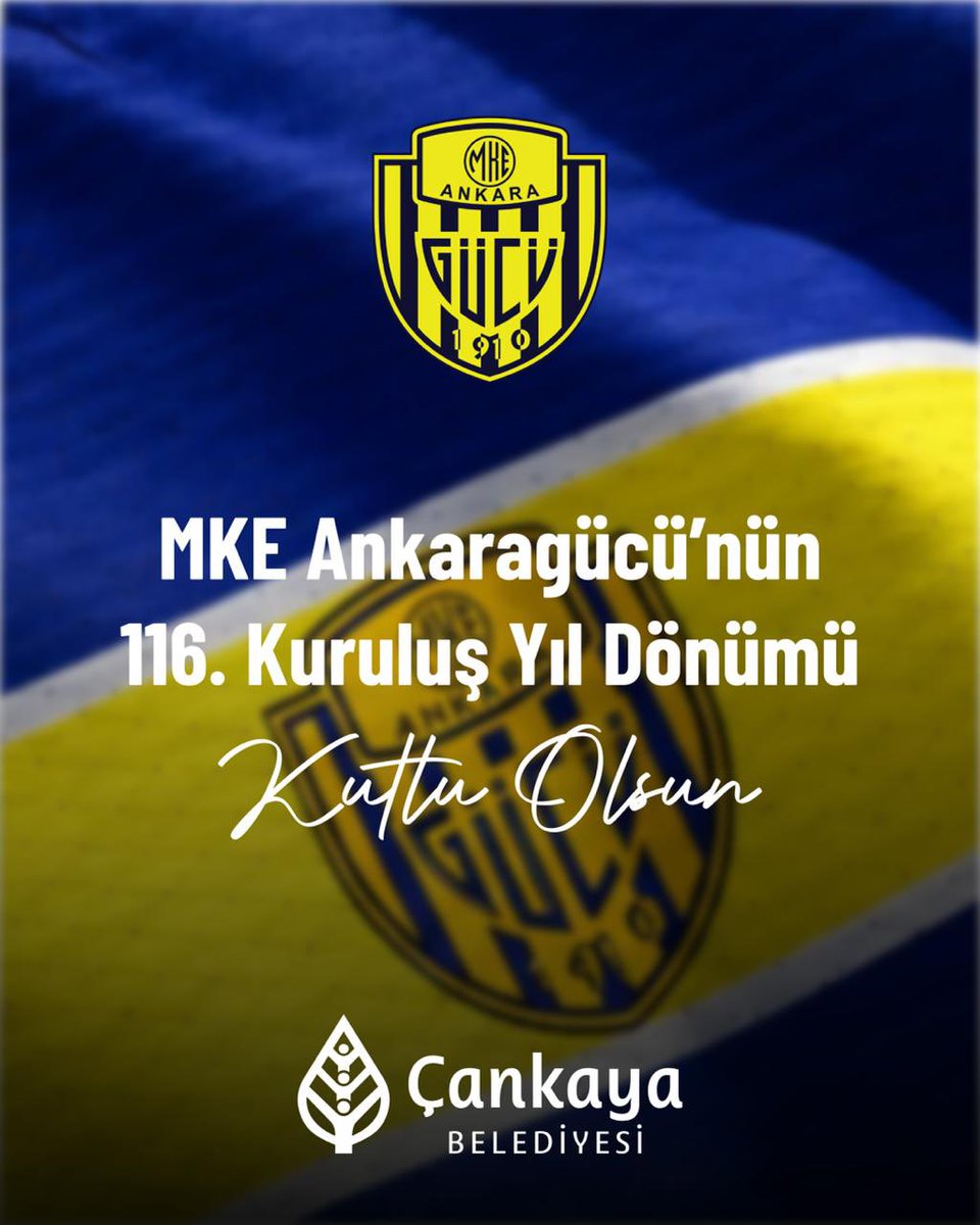 cankayabelediye's tweet photo. Ankara’nın köklü çınarı, güzide futbol kulübümüz MKE Ankaragücü’nün 116. kuruluş yıl dönümü kutlu olsun! https://t.co/AsDjWehHZU