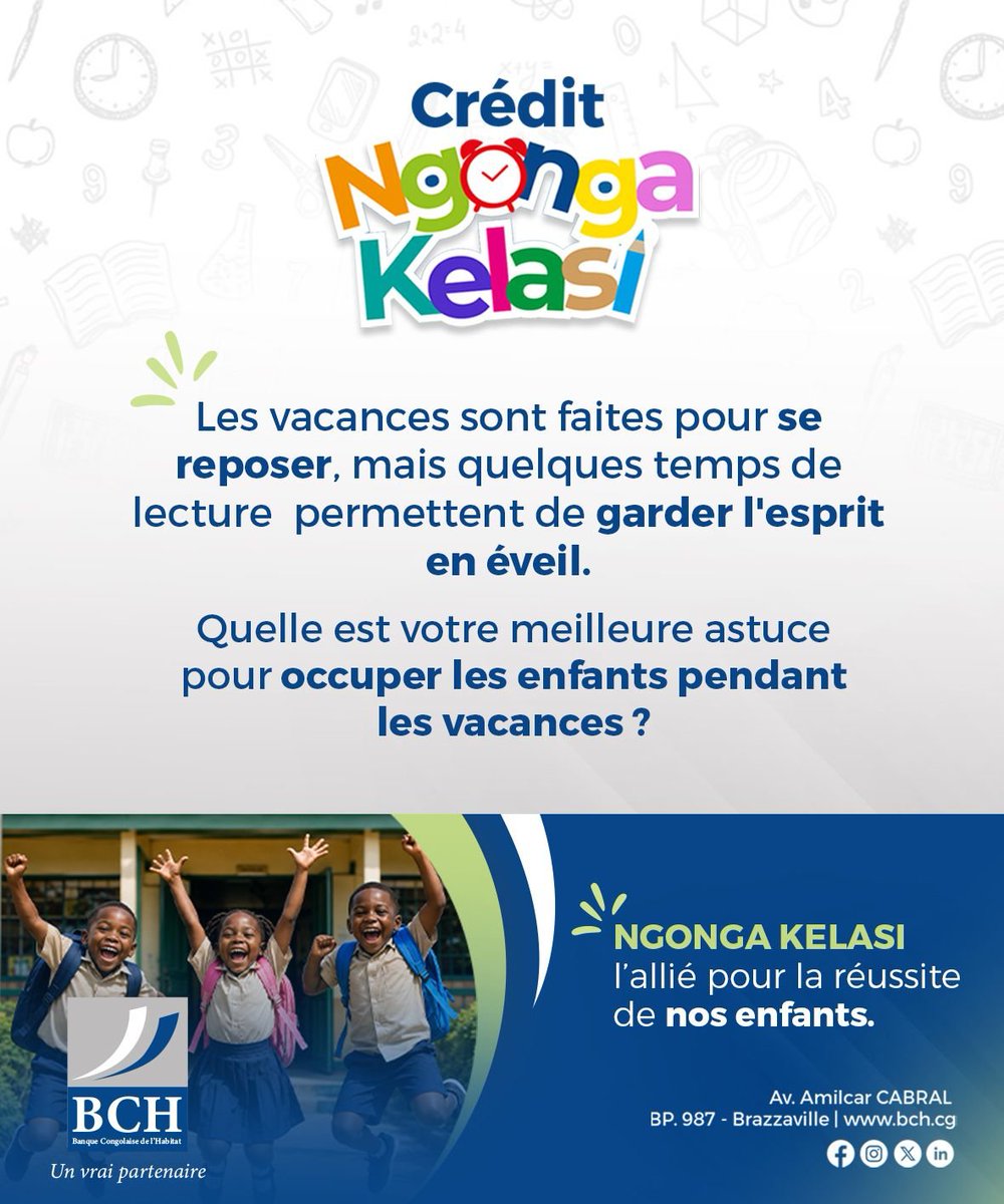 Banque_habitat1's tweet photo. NGONGA KELASI l'allié pour la réussite de nos enfants. 

Rendez-vous dans l'une de nos agences pour souscrire à l'offre. 

#bch #banque #habitat #immobilier #ngongakelasi https://t.co/3i6vrhFhBD